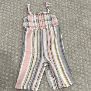Cat & Jack Pink and Gray Striped Jumpsuit